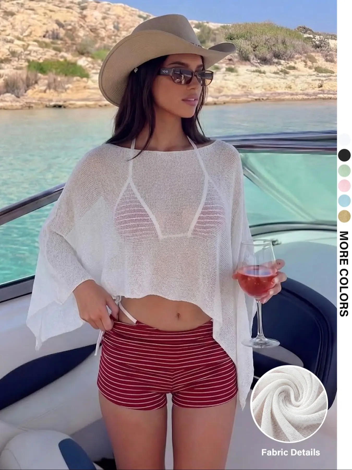 Women's Sheer Knit Top, Asymmetric Short-Sleeve Swimsuit Cover-Up, Bathing Suit Cover-Up, Beach Vacation Swim Cover-Up, Swimwear Cover Up, Swimsuit Cover Ups