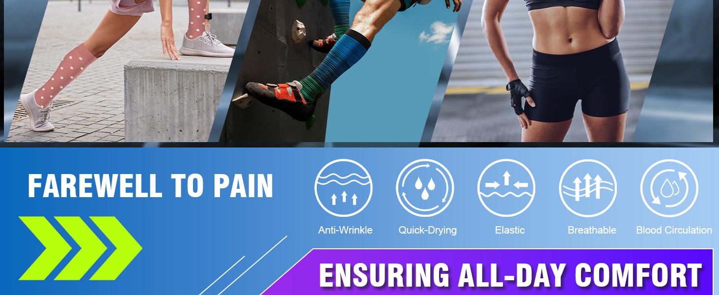 Open Toe Compression Socks Women & Men-3 Pairs 20-30 mmHg Knee High Stockings for Circulation Support