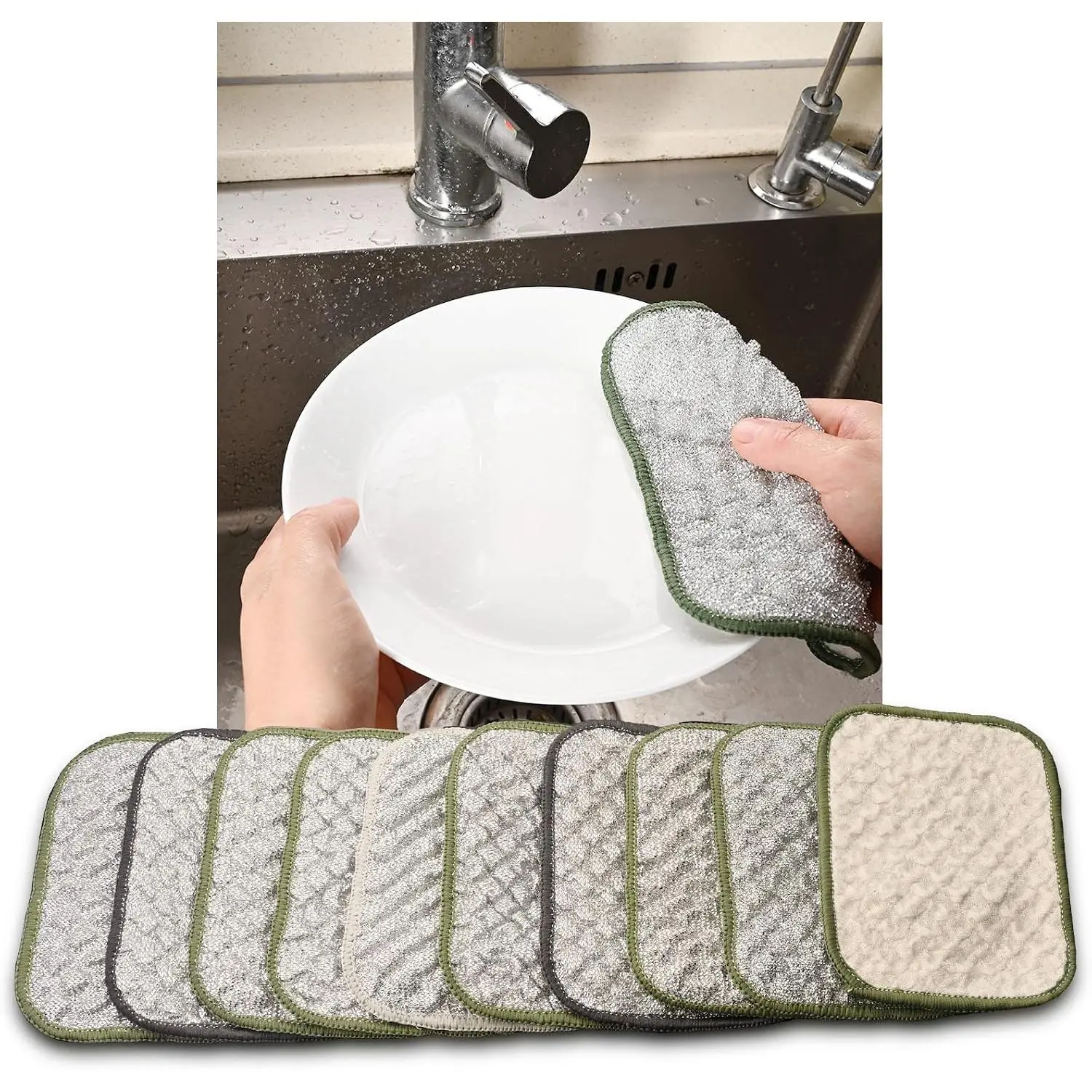 Microfiber Scrubbing Pads, Non-Scratch for Pots, 6-Pack | Cleaning Rags for Housekeeping