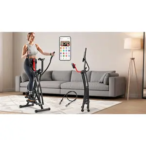 Foldable Air Walk Elliptical, 30" Long Stride Glide Exercise Full-Body Cardio Cross Smart Trainer for Home Office, App via Bluetooth with Adjustable Resistance