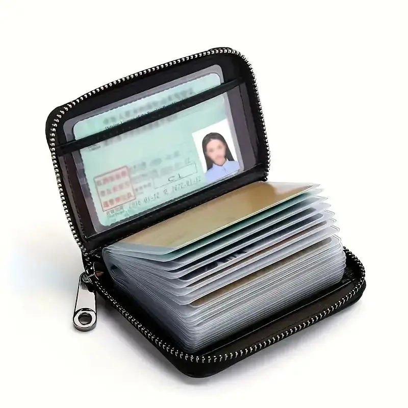 Ultra-thin RFID Blocking Faux Leather Wallet, Multi-card Slots Zipper Closure Card Organizer, Durable PU Material Card Holder, Credit Card Holder, Rfid Theft Proof