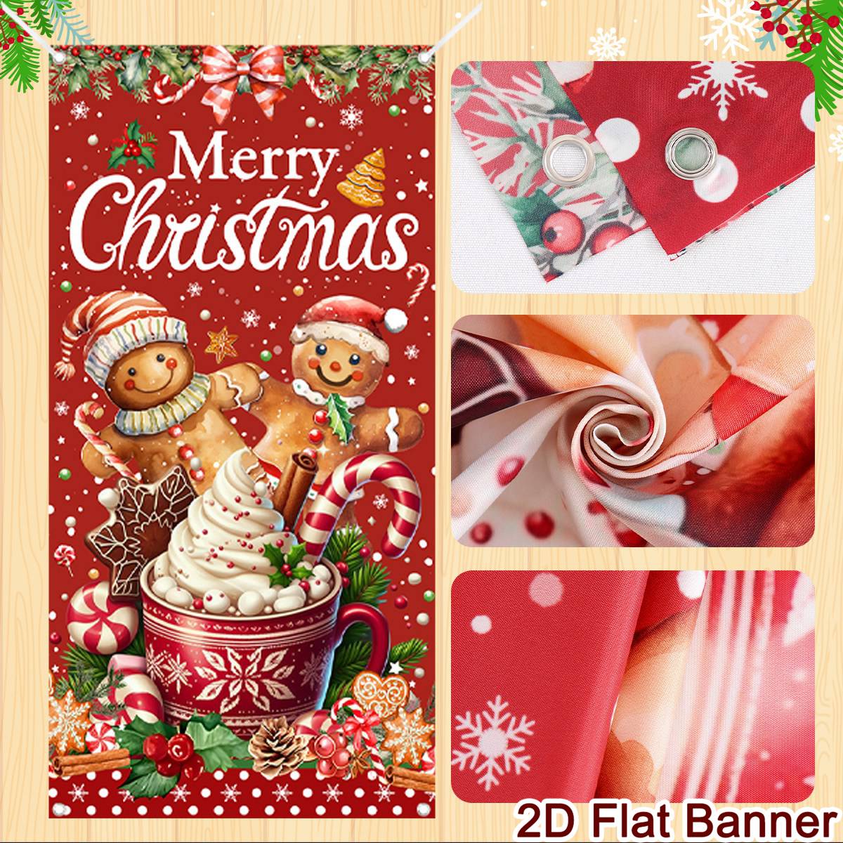 Christmas Door Banner Merry Christmas Decor for Home 2025 Xmas Hanging Wall Door Decor Navidad Noel Happy New Year Gift 2026