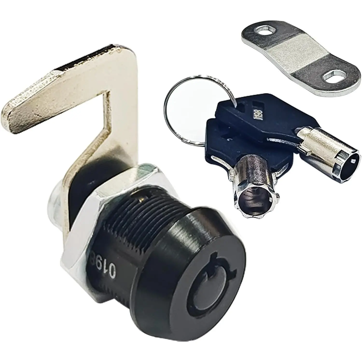 1 Pack Black Toolbox Locks with Keys 5/8 Inch Tubular Cam Lock Keyed Alike Zinc Alloy Lock for Cabinet Drawers