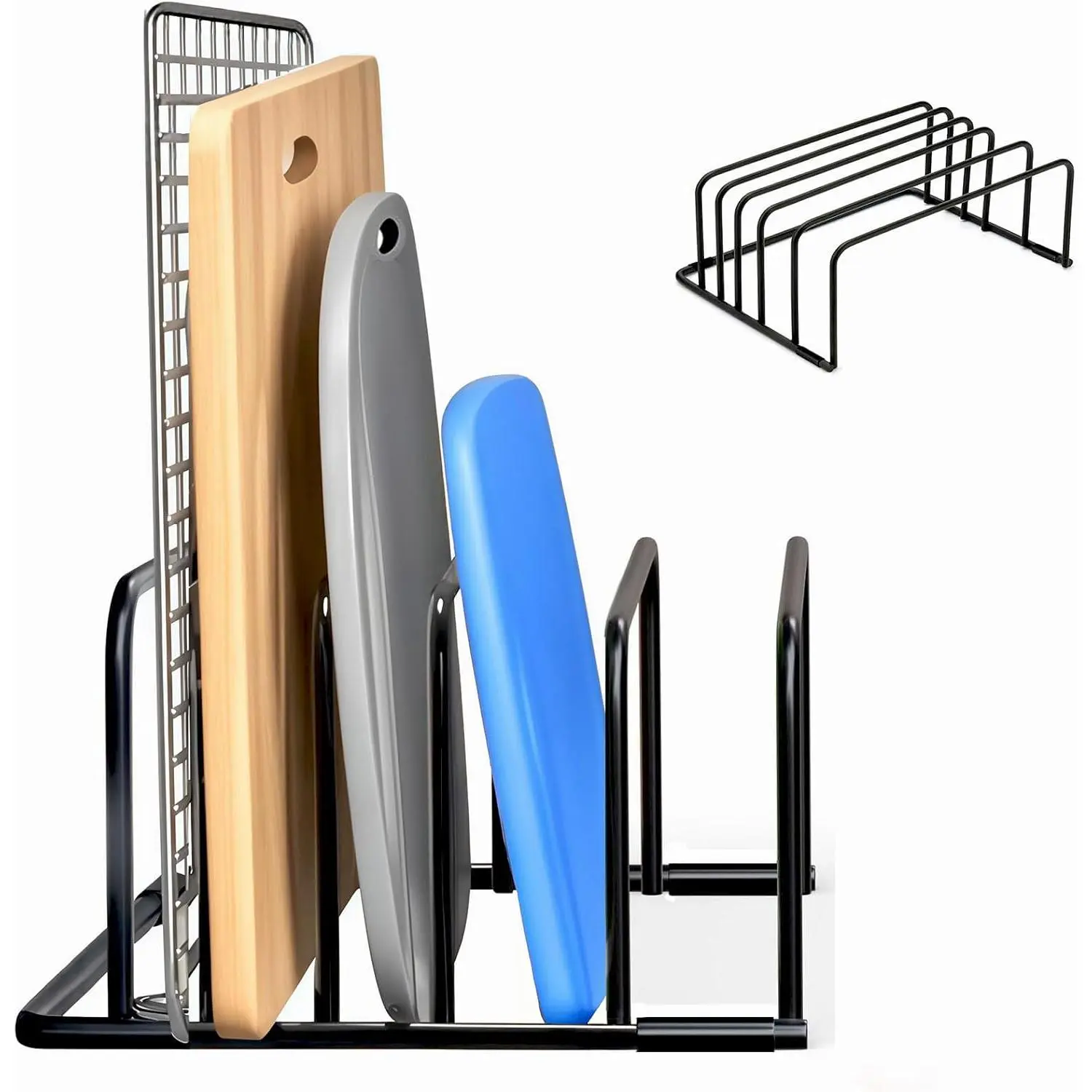 Kitchen  Board Organizer Rack, 5-Slot Storage Holder for Boards, Bakeware, Cookie Sheets (1pc Black)