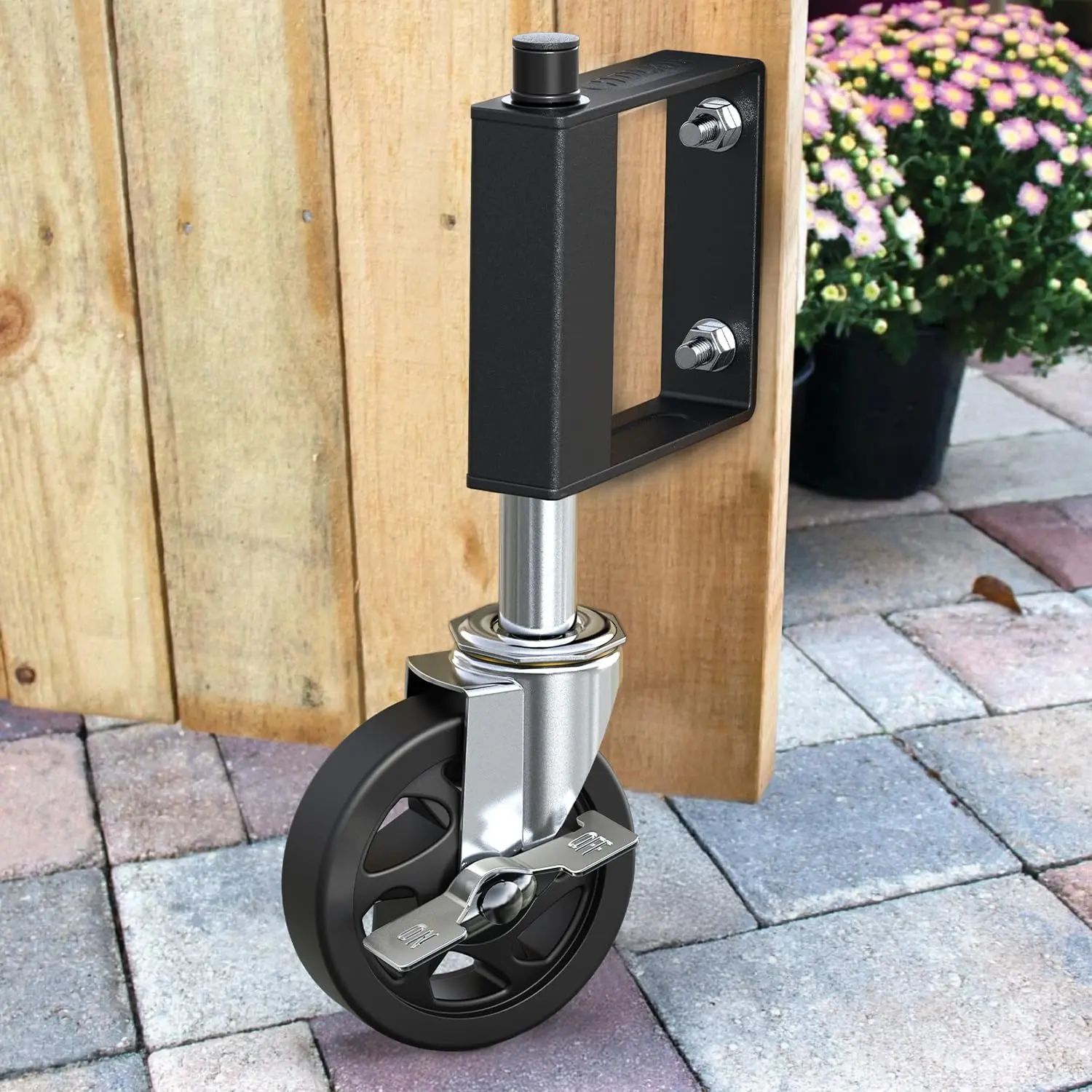 Heavy Duty Gate Caster, Spring  Gate Wheel, Swivel Caster Wheels for Wooden Gate and Fence 220LBS Capacity