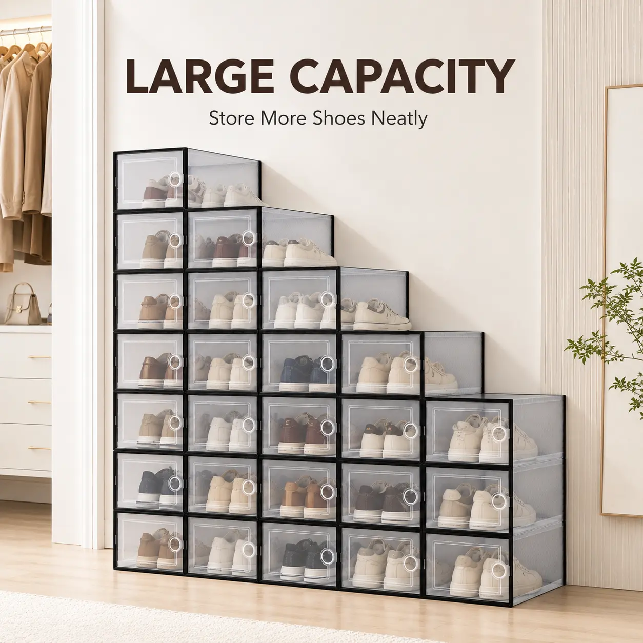 Premium Shoe Organizer with Magnetic Door - Perfect Display & Protection for Your Footwear