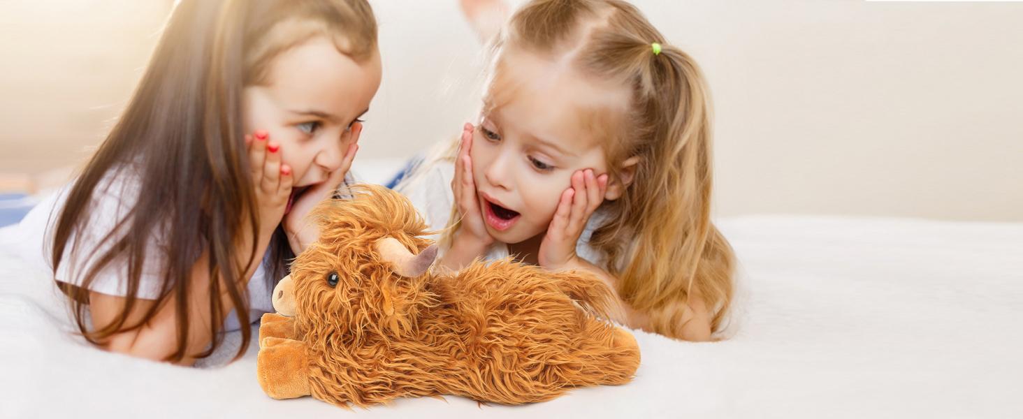 Highland Cow Stuffed Animals, Microwavable Stuffed Animals Heating Pad for Cramps, Pain Stress Relief, Heatable & Coolable Lavender Scented Cow Plush Toy for Anxiety, Women Kid Bedtime Highland Cattle