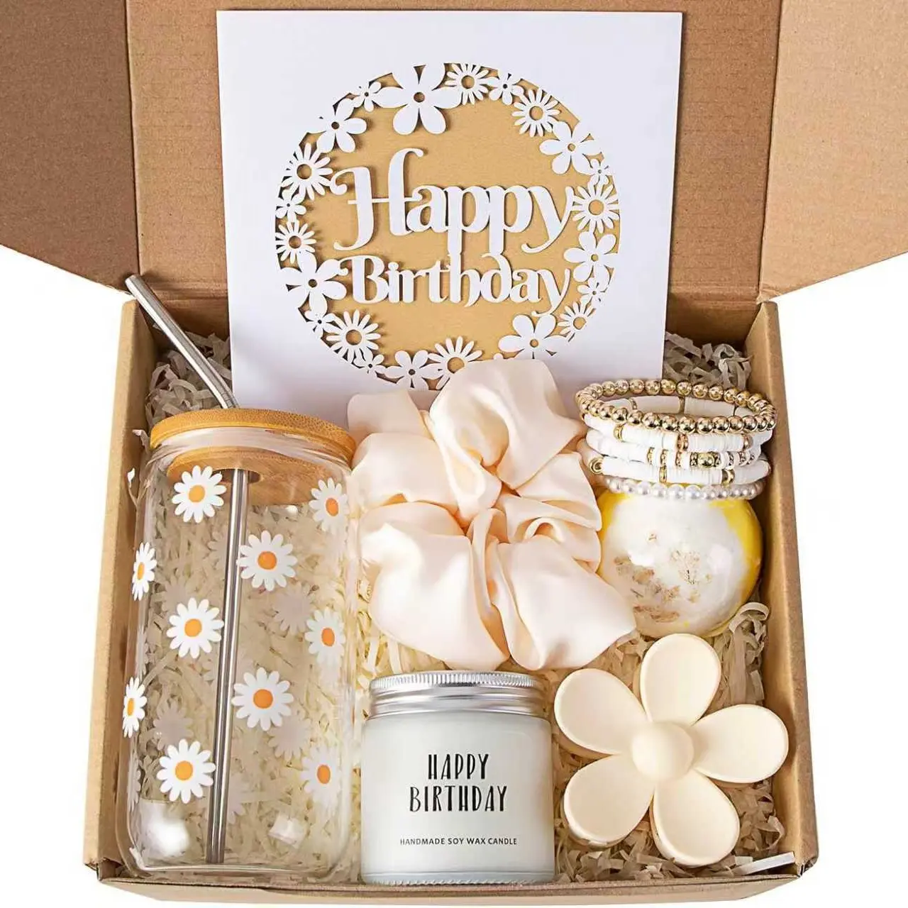 Birthday Gift Set for Women, Girls, Sisters, Daughters, Friends, Includes Candles, Hair Clips, Headbands, Bracelets, Creative Holiday Gifts