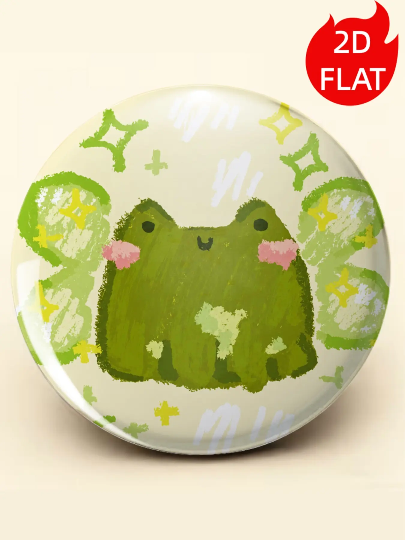 Cute Hand Drawn Frog Round Pin Badge, 2D Flat Kawaii Blush Frog Lapel Brooch, Aesthetic Frog Backpack Decor, Gift for Frog Lovers