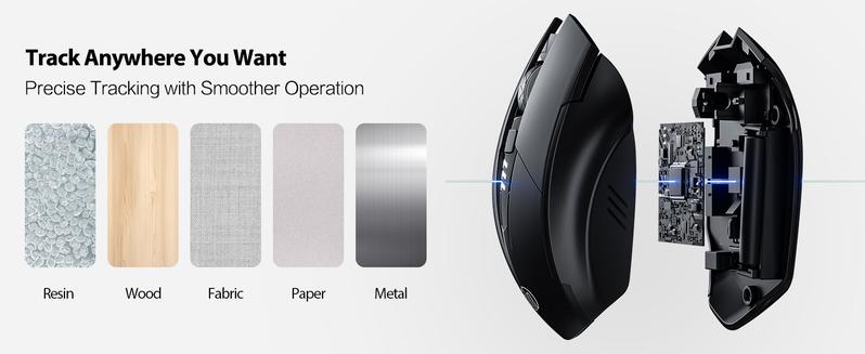 Wireless Rechargeable Mouse, Upgraded Visible Battery, 2400 DPI, Silent Ergonomic Design For Laptop, Mac, PC etc.