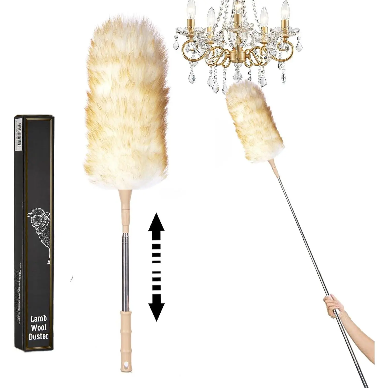Lambswool Duster Extendable 22–55 Inch   Duster with Flexible  for Ceilings Furniture Blinds Electronics Washable