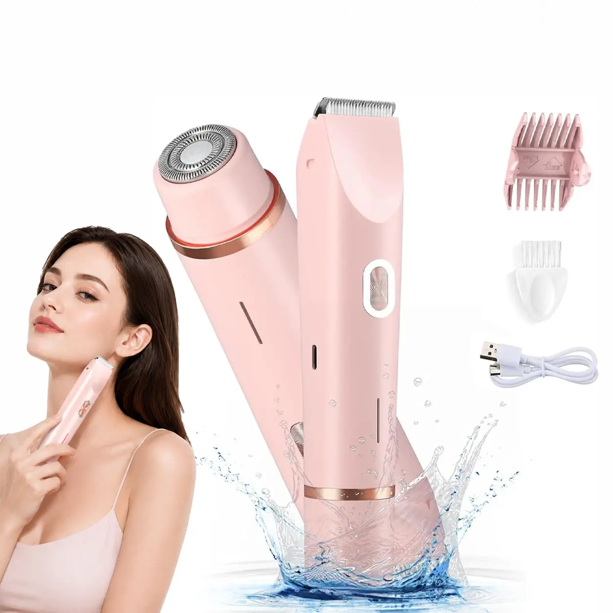Electric Bikini Trimmer for Women, 3-in-1 Rechargeable Shaver for Body, Face, and Nose Hair Removal, Waterproof Wet and Dry Use, Biknini Trimmer, Trimmer And Shaver, Rechargeable Cordless Trimmers