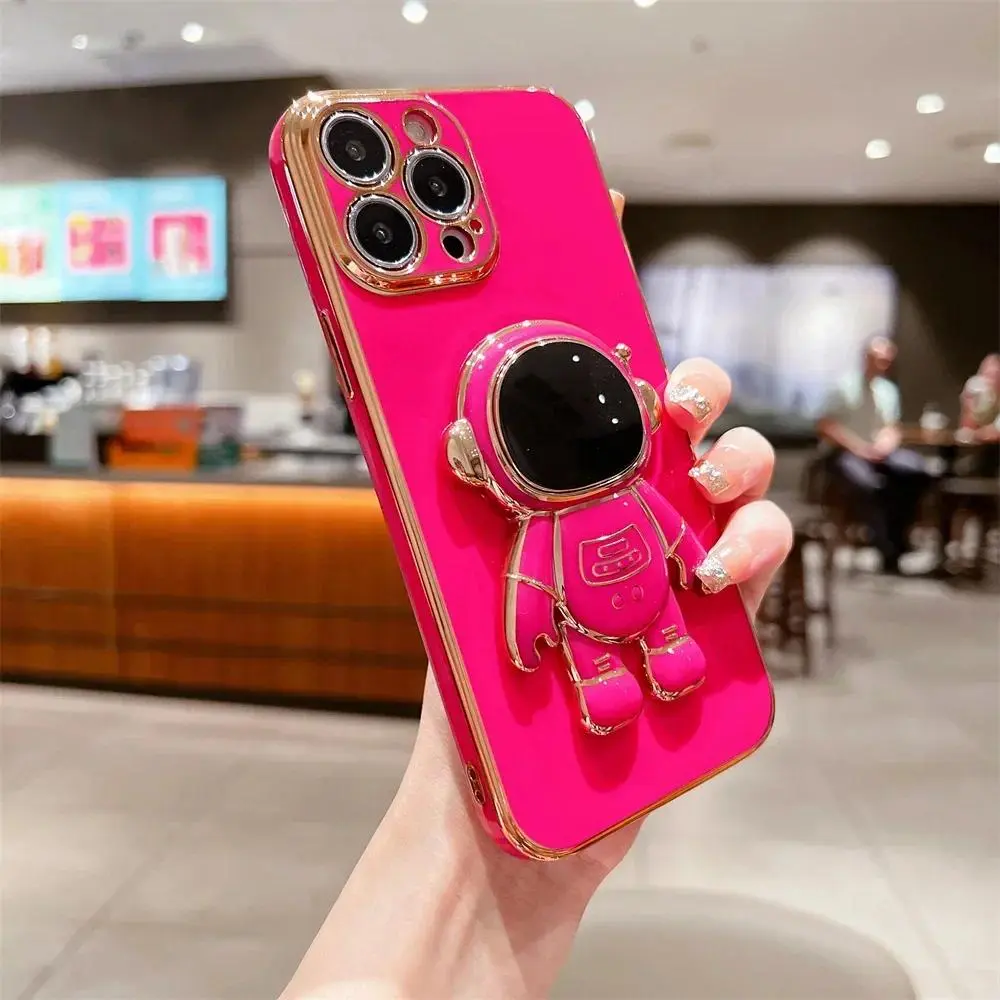 Hot-Selling Side-Plated Astronaut Stand Phone Case For iPhone 17 16 15 14 13 12 Pro Max Plus, Drop-Proof Protective Case
