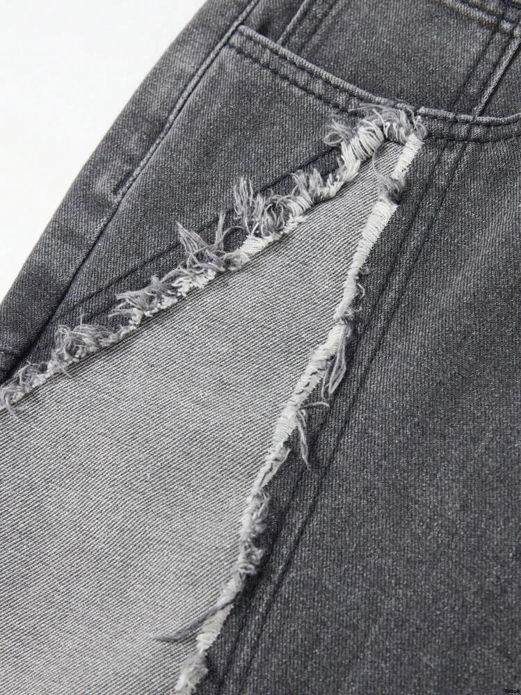 PointedStarFrayedPocketCasualLooseFitDenimShortsJorts - ROMWEMENStreetLifeMen sFive PointedStarFrayedPocketCasualLooseFitDenimShortsJorts - ROMWEMENStreetLifeMen sFive