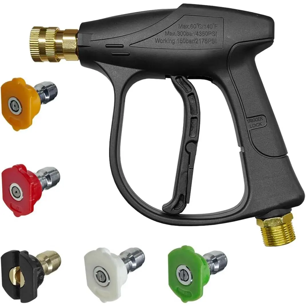 High-  Washer , 4350 PSI Max Power Automotive Washer Short  with 1/4" Outlet Quick Connect, M22-14 Thread Mini  Cleaning Sprayer  Tool with 5 Nozzles(Nozzle)