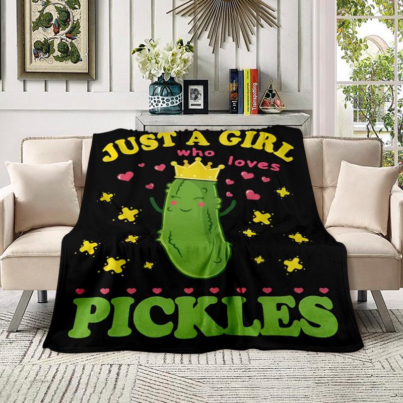 Just A Girl Who Loves Pickles Queen Blanket: The Cutest Pickle Obsessed Throw For Every Pickle Girl, Ultra Soft Plush Fleece Blanket Printed In USA