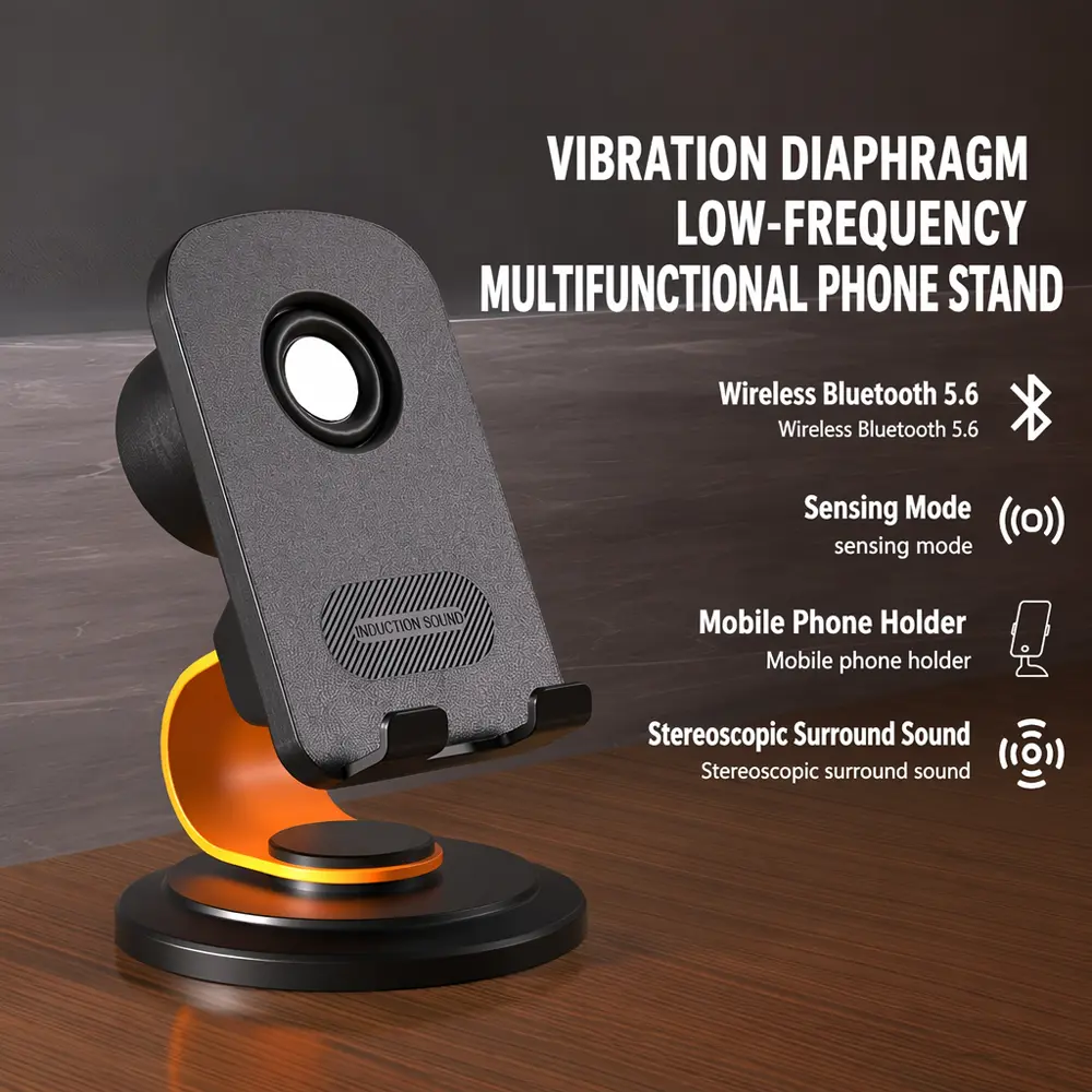 Smart Bluetooth Audio Amplifier - Desktop Multifunctional Mini Speaker with Phone Holder