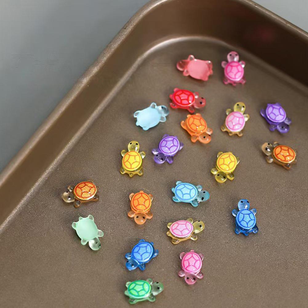 Night Glow Large Turtle+100pcs Mini Luminous Turtles Figurines Resin Craft Glowing Turtle Storage Ornament Landscape Desktop