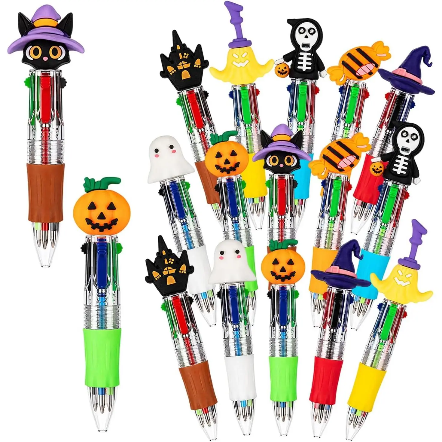 16 count 4 in 1 Mini Halloween Multicolor Ballpoint Pens Bulk for  | Retractable Ballpoint Pen 0.7mm for School  Office Stationery or Fun Gifts for