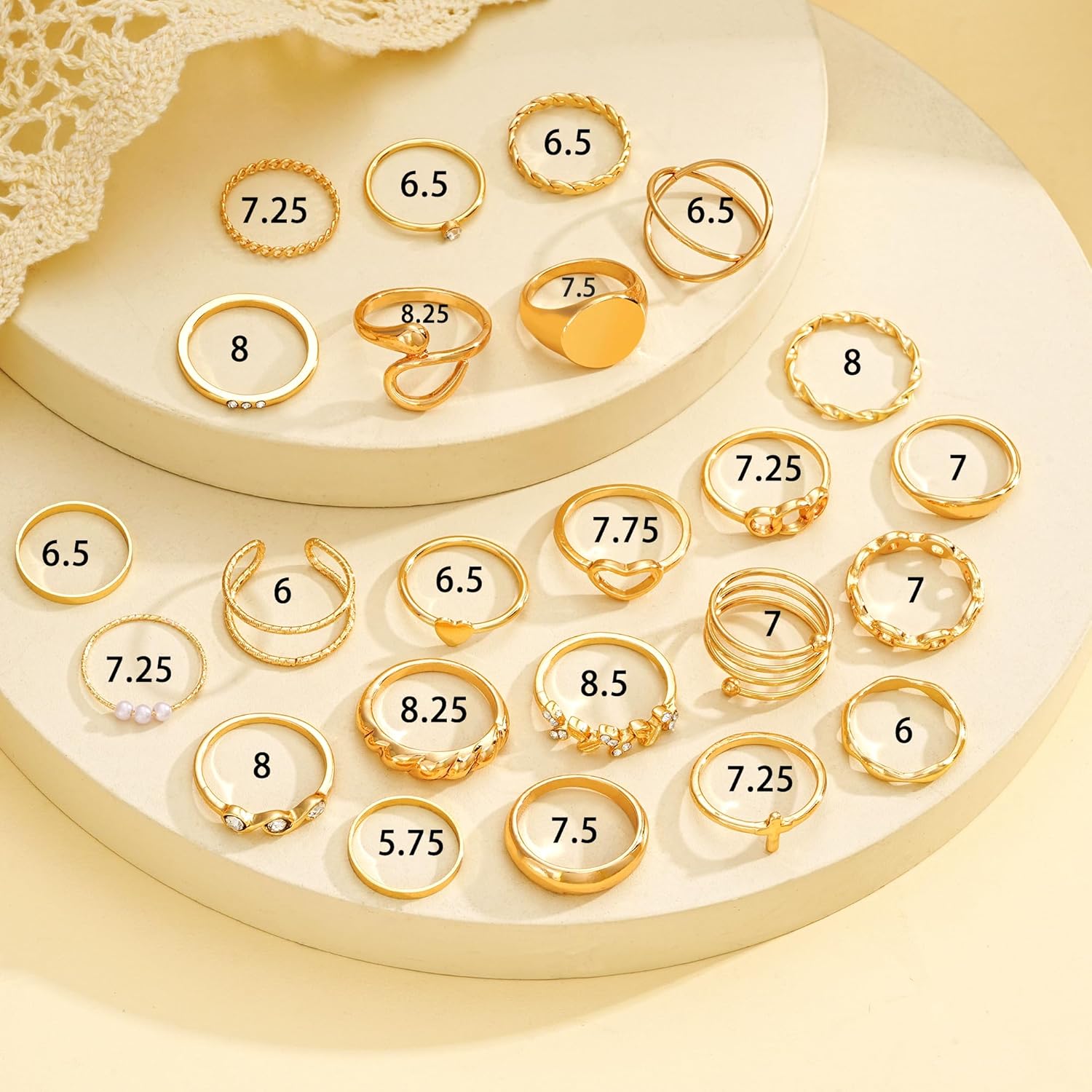 FAXHION 60 Pcs Gold Stackable Rings for Women, Knuckle Rings Chunky Gold Ring Set Dainty Stacking Cute Rings, Multiple Sizes Cute Jewelry Set Gift