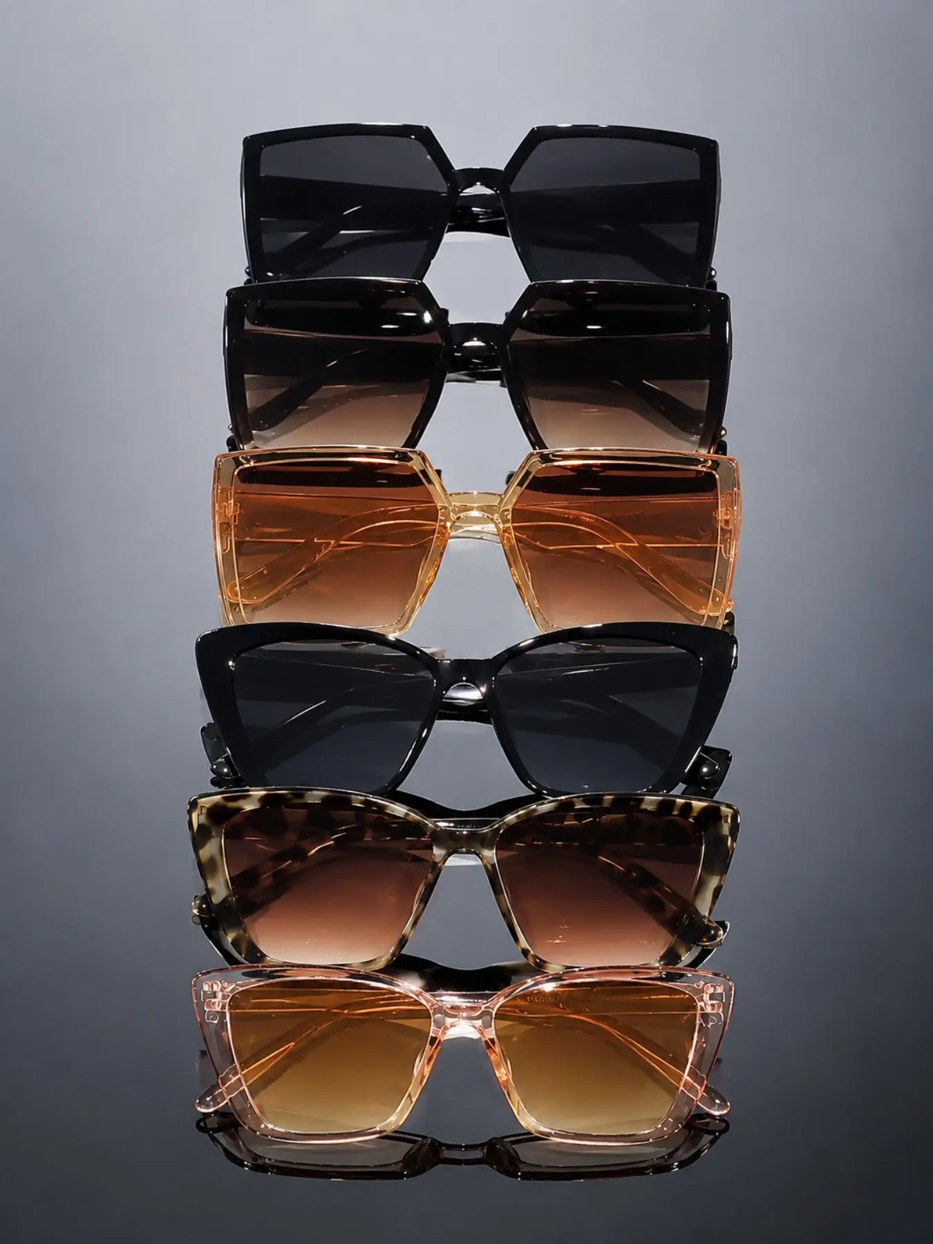 6 Pairs Large Frame Customizable Sunglasses Set, Summer Trendy Frames Sunglasses, Fits All Face Shapes, Perfect for Parties, Outdoor Activities, Fashion, Back-To-School, College Style, Stylish Sunglasses