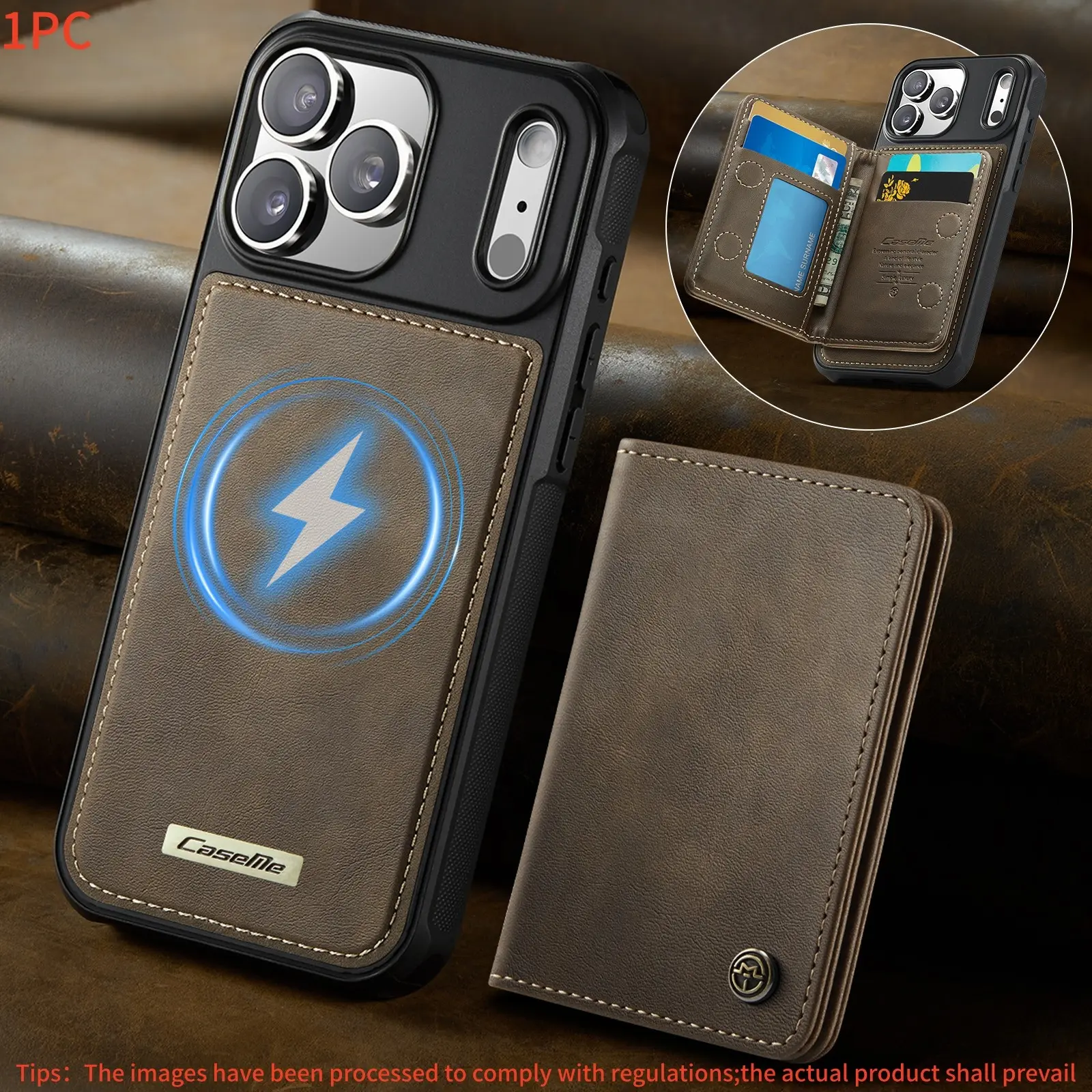 Detachable Two-In-One Phone Case for iPhone 17/16e/15/14/13/12/11 Pro Max, Wallet with Card Slot, Stand, Rfid Protection, Shockproof