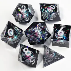 Rainbow Pearl Handmade Sharp Edge Dice Set, 7 Pieces Role-Playing Board Game Dice, Desktop Gaming Accessories, Unique Design