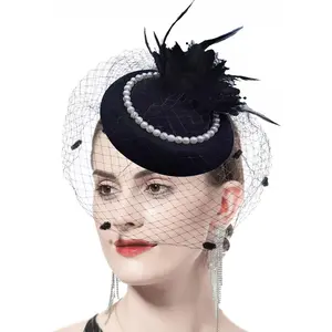 Ladies Derby Veil Pillbox-Hat Mesh--Flower Kentucky-Fascinator for Women   Party Wedding 20's Halloween Acc