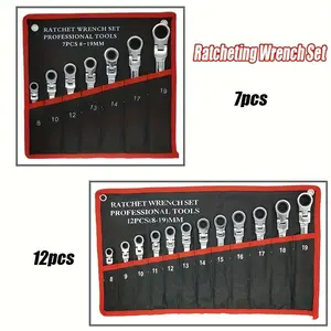 72 Teeth Chrome Vanadium Ratchet Wrench Set, Combination Wrench Kit, Manual Tools with Storage Bag, Ideal for Car Repair Projects