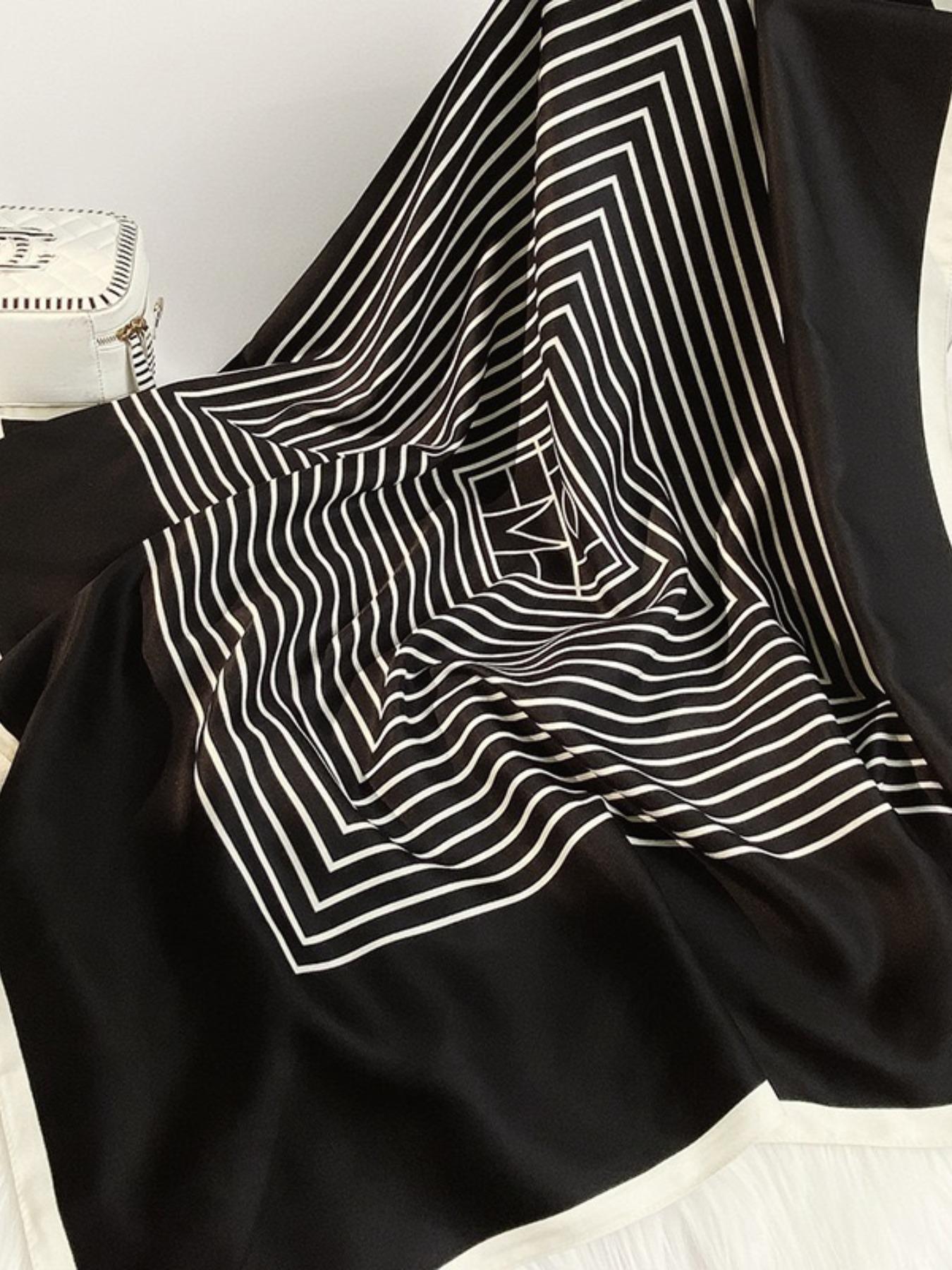 Women's Elegant Striped Patchwork Print Scarf, Trendy Soft Comfortable Shawl, Fashionable Scarf for Women for Daily Wear, Fluffy Soft Scarf