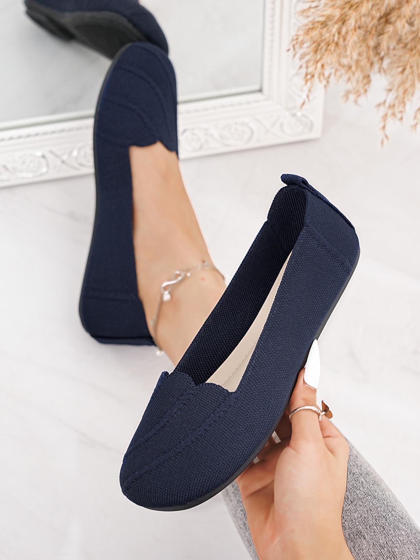 Women's Breathable Slip-On Soft Sole Flats Size 36-43, Casual Fashion Square Toe Shoes for All Seasons, Comfortable Commuter Footwear