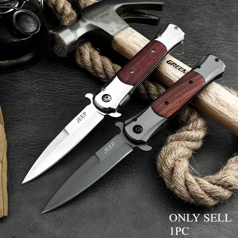 New DA309A Pocket Folding Knife: 440C Blade, 420 Steel Frame, Inlaid Colorful Wood Handle—Everyday Carry, EDC Knives, Outdoor Knife, Jungle Exploration, Rescue, Hiking, Cutting Tool, Gift
