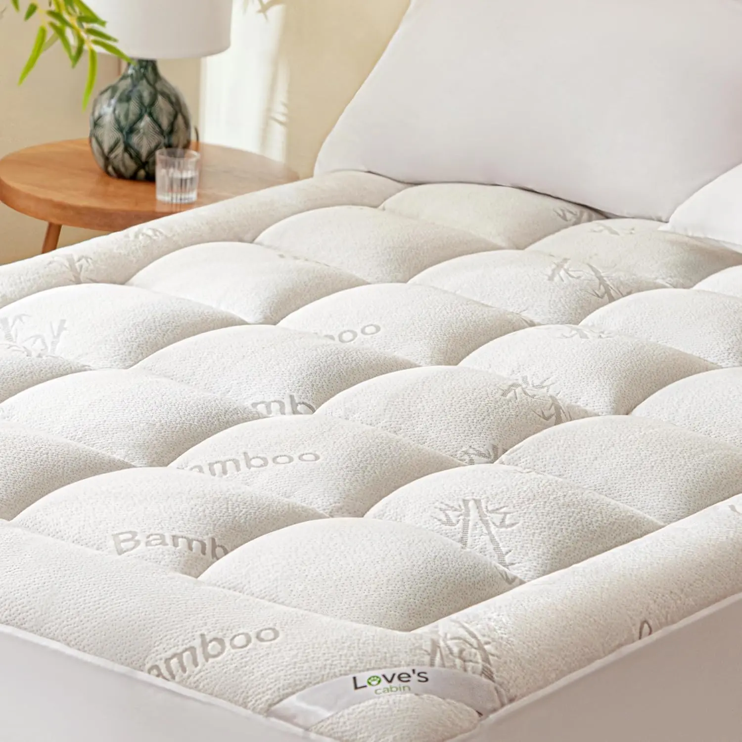 Twin Mattress Topper Viscose Derived from Bamboo, Thick Pillow Top Mattress Pad with Stretchable Pockets for 8"-20" Mattress, Soft Breathable Cooling Mattress Topper for Hot Sleepers