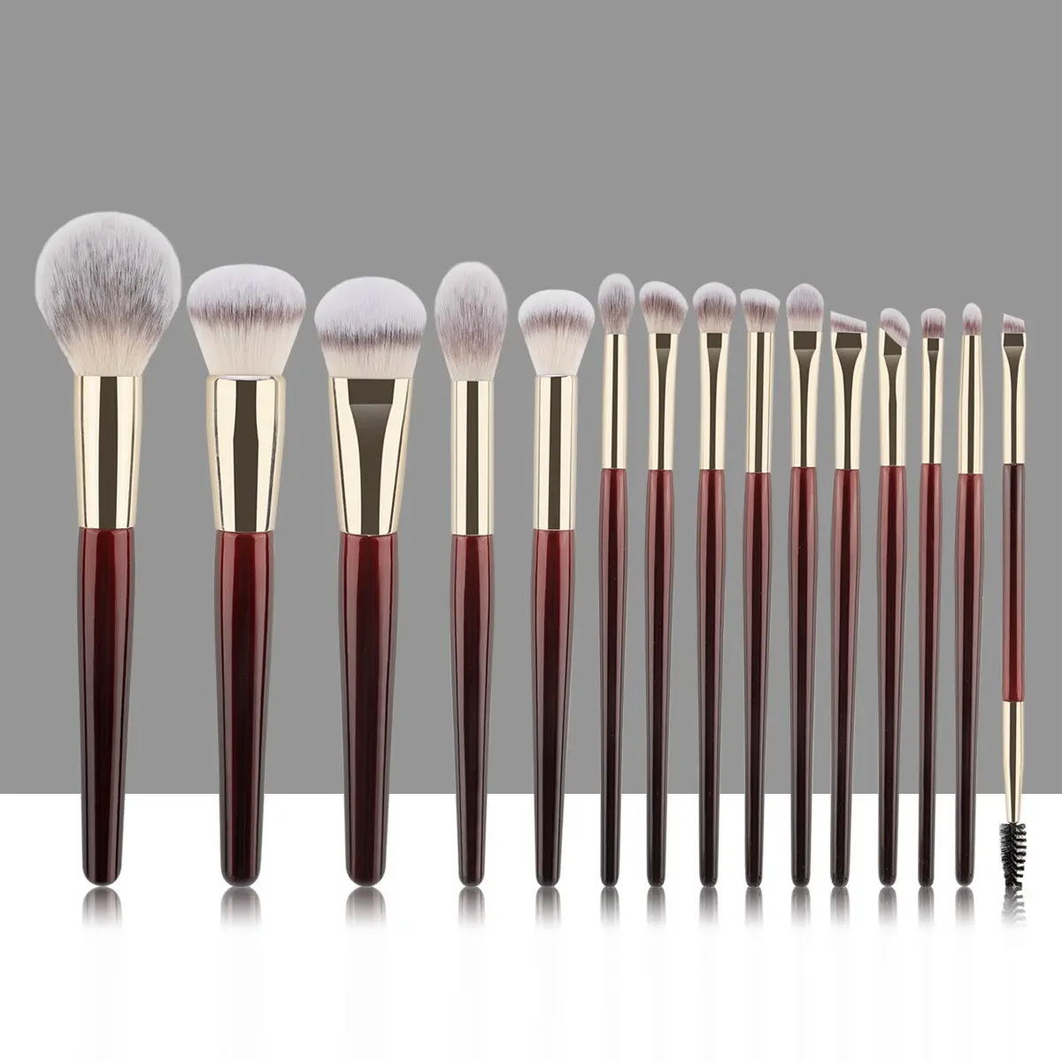 15-Piece Professional Makeup Brush Set, Soft Fiber Bristles, Wooden Handle, High-Quality Cosmetics Brushes for Foundation, Eye Shadow, Blush, Concealer