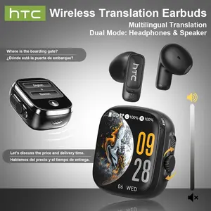 HTC NE72 TWS Earbuds, Multi-language translation, Bluetooth 6.0 Headphones, With app, Earbud case supports external audio playbackWireless Earbuds with LED Smart Touch Control, Suitable for Gaming, Office Work, Sports, Studying, and Voice Calls