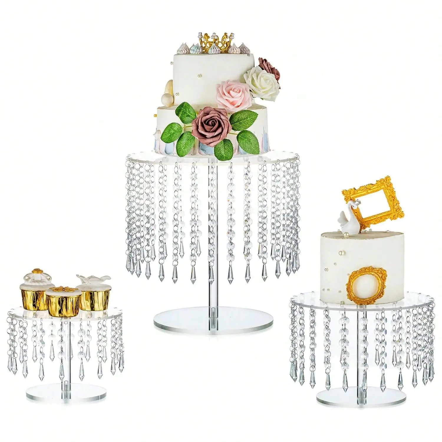 1pc/3pcs Cake Stand Wedding Display, Wedding Cupcake Holder Dessert Stands Acrylic Crystal Buffet Risers Clear Pedestal Birthday Party Christmas Halloween