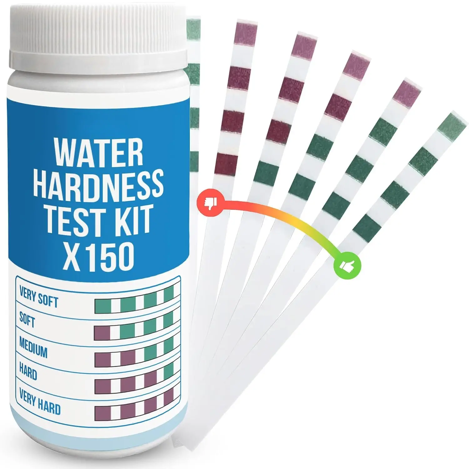 Water Hardness Test Strips, 150 Tests – No  Guessing: 5-Pad Color Chart for Accurate Results – Hard Water Test Kit for , Well, Pool,  & Softener