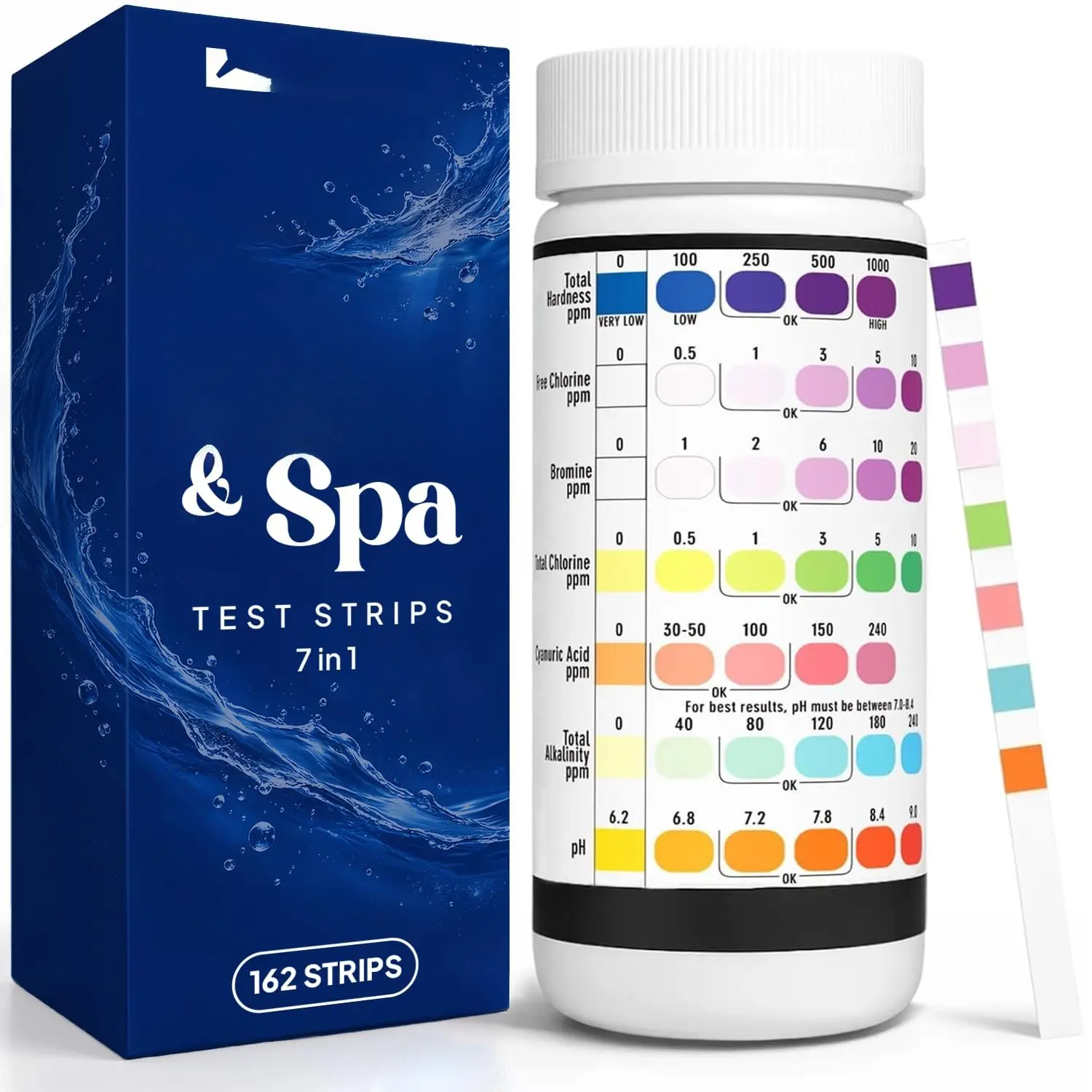162 count 7-Way Hot Tub,  &  Test Strips - Accurate Readings in 15 Seconds
