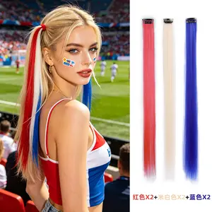 Clip-In Hair Extensions, Colorful Straight Hair Pieces for Sports Fans, Game Day, Party & Festival Cosplay, No Damage Synthetic Hair