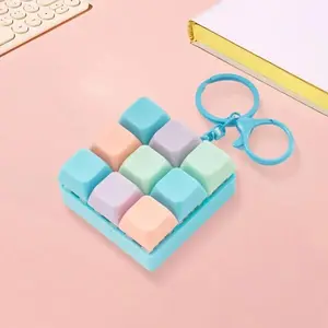 9-Key Mechanical Click Fidget Keychain | Tactile Keyboard Stress Relief Toy | Portable Anti-Anxiety Finger Press for Adults Teen