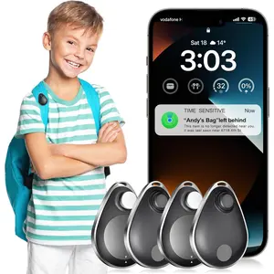 lulaven GPS Tracker for Kids 4 Pack with Magnetic Unlocker, Hidden Anti-Removal Pin Tag, AirTag Alternative Works with Apple Find My (iOS only), No Monthly Fee, Tracking Device for Children Luggagegift
