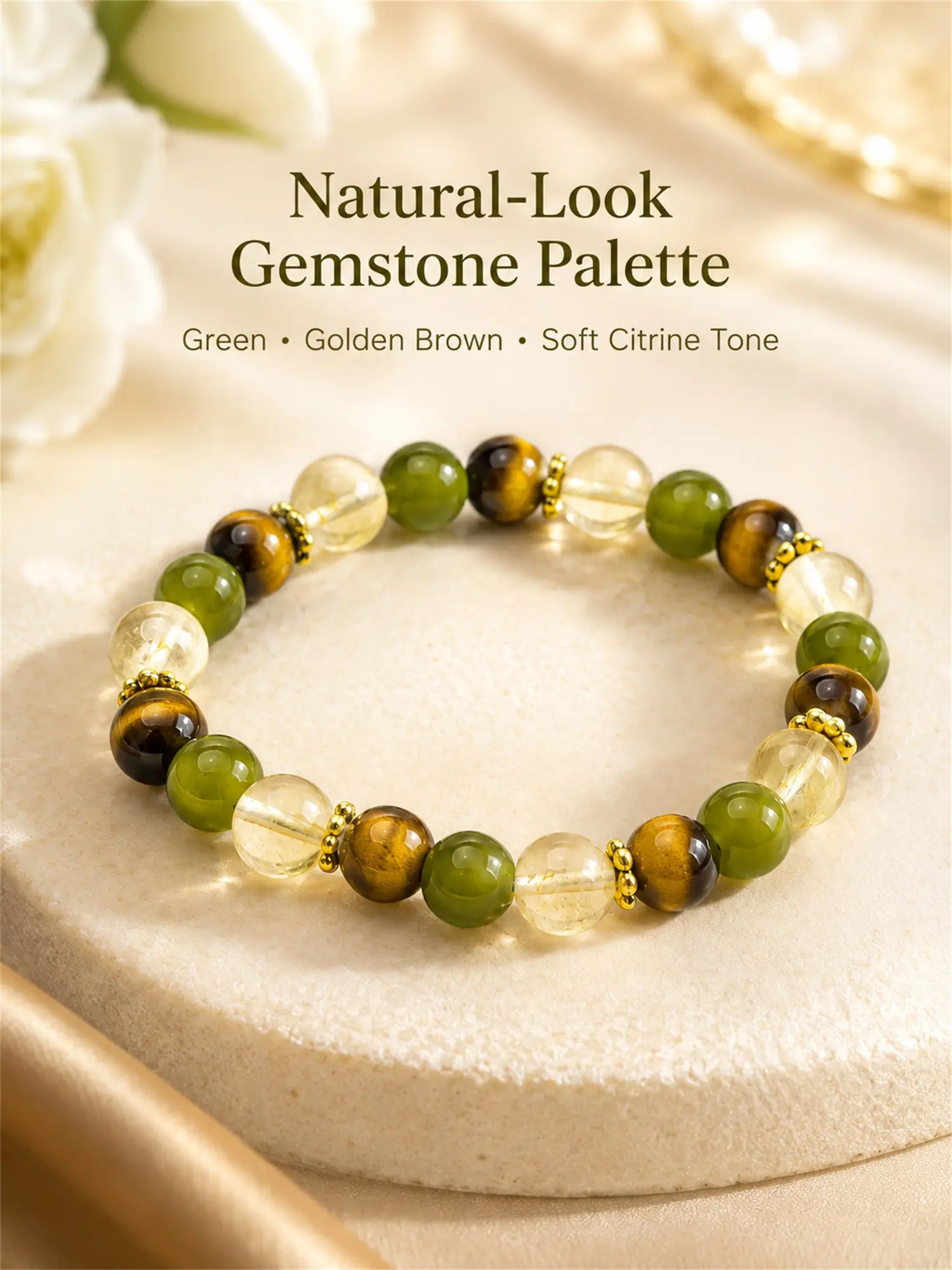 New Natural Crystal Quartz Beaded Bracelet, Elegant Mature Design, Fashionable Versatile Jewelry, Energy and Peaceful Wear