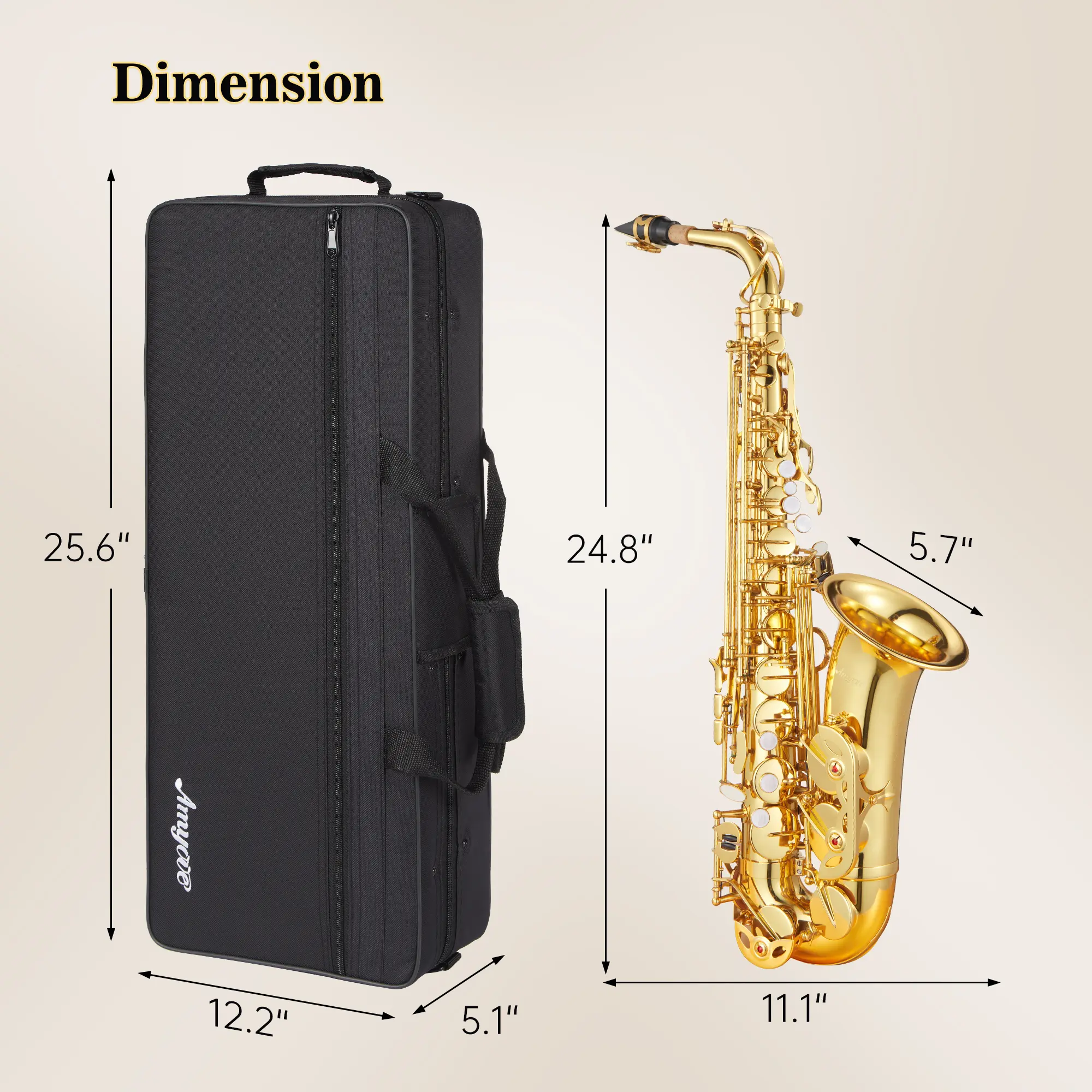 Professional Eb Alto Saxophone for Beginners – Complete Student Kit with Protective Cover, Mouthpiece, Cleaning Cloth, Gloves, and Cleaning Rod – Ideal for Band Practice – Durable Electrophoresis + Gold Paint Finish
