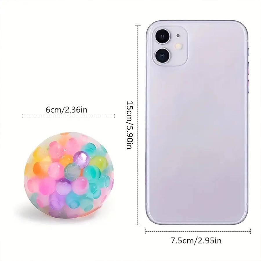 a2025Random Color Colorful Beads Squishy Sensory Stress Ball, 1 Count/30pcs Round Rubber Decompressing Toy Ball, Stress Relief Toys for Teenager & Adults, Party Gift Ideas
