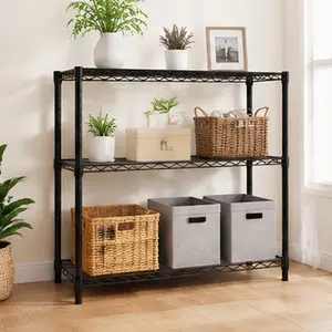 ARCH 3 Tier Heavy Duty Wire Shelving Unit 48Wx18Dx47H Inches 1050 LBS Capacity NSF Certified Adjustable Metal Garage Storage Shelves Rack with Leveling Feet and Waterproof Shelf Liners for Kitchen Pantry Closet Black, Black Color Options