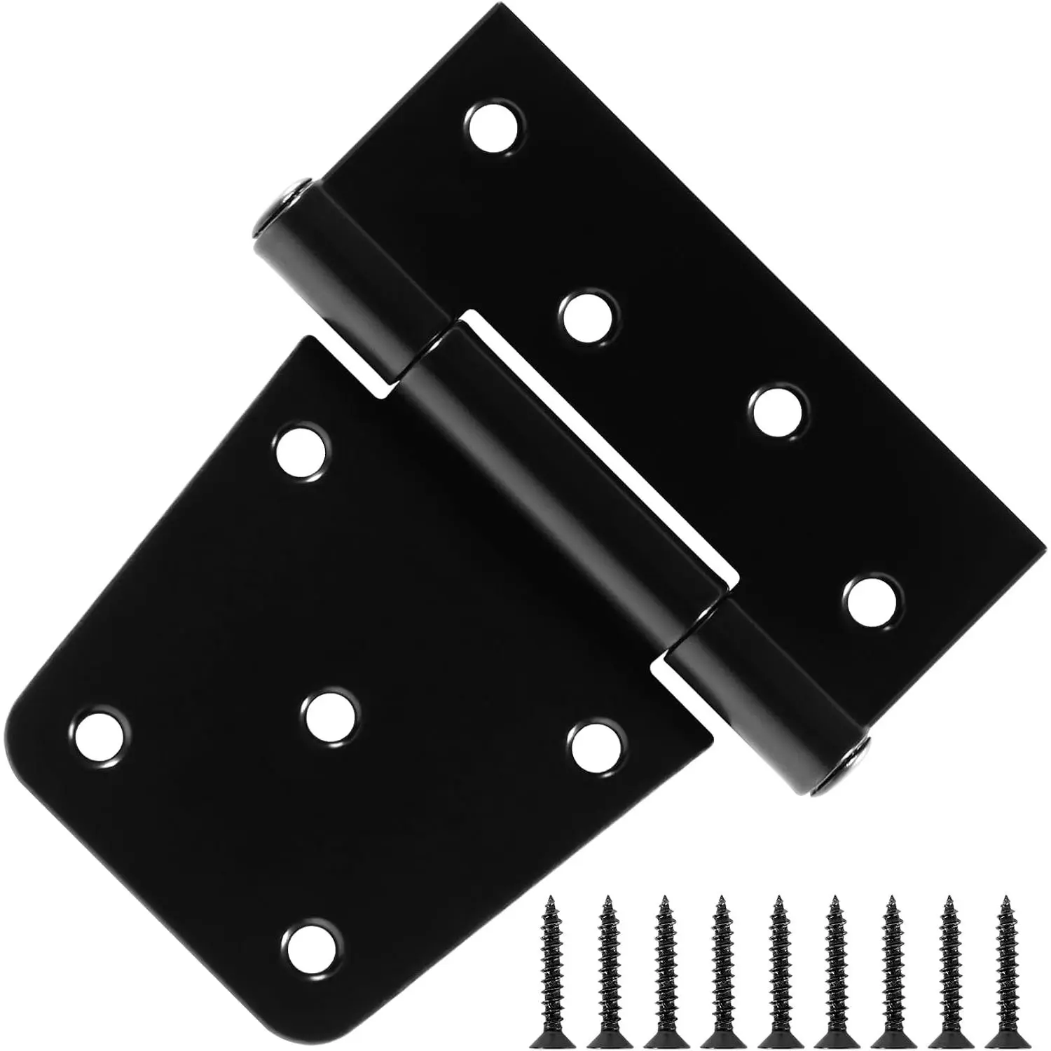 2 Pack Large Gate Hinges Heavy Duty  Fence 3.5 Inch Shed Door Hinges 4.5" Factory Farm Barn Black Door Hinges Hardware Kit for Wooden Gate Outdoor Interior Exterior Cabinet Concession Window Loft