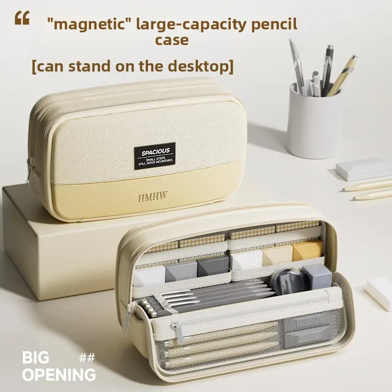 Magnetic Multi-Functional Pen Bag, Large Capacity Storage Box for Drawing Pens, Ballpoint Pens, Office Stationery, Organize Your Supplies Efficiently