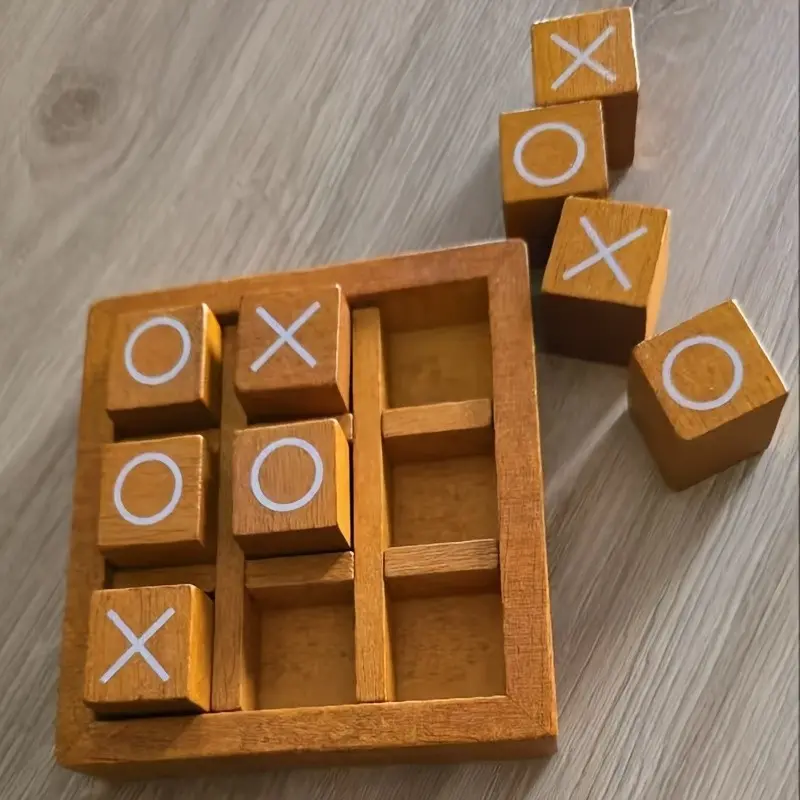 Wooden Xo Tic Tac Toe Board Game, Kids Educational Toy, Parent-Child Interactive, Logic Game, Party Gift for Halloween & Christmas