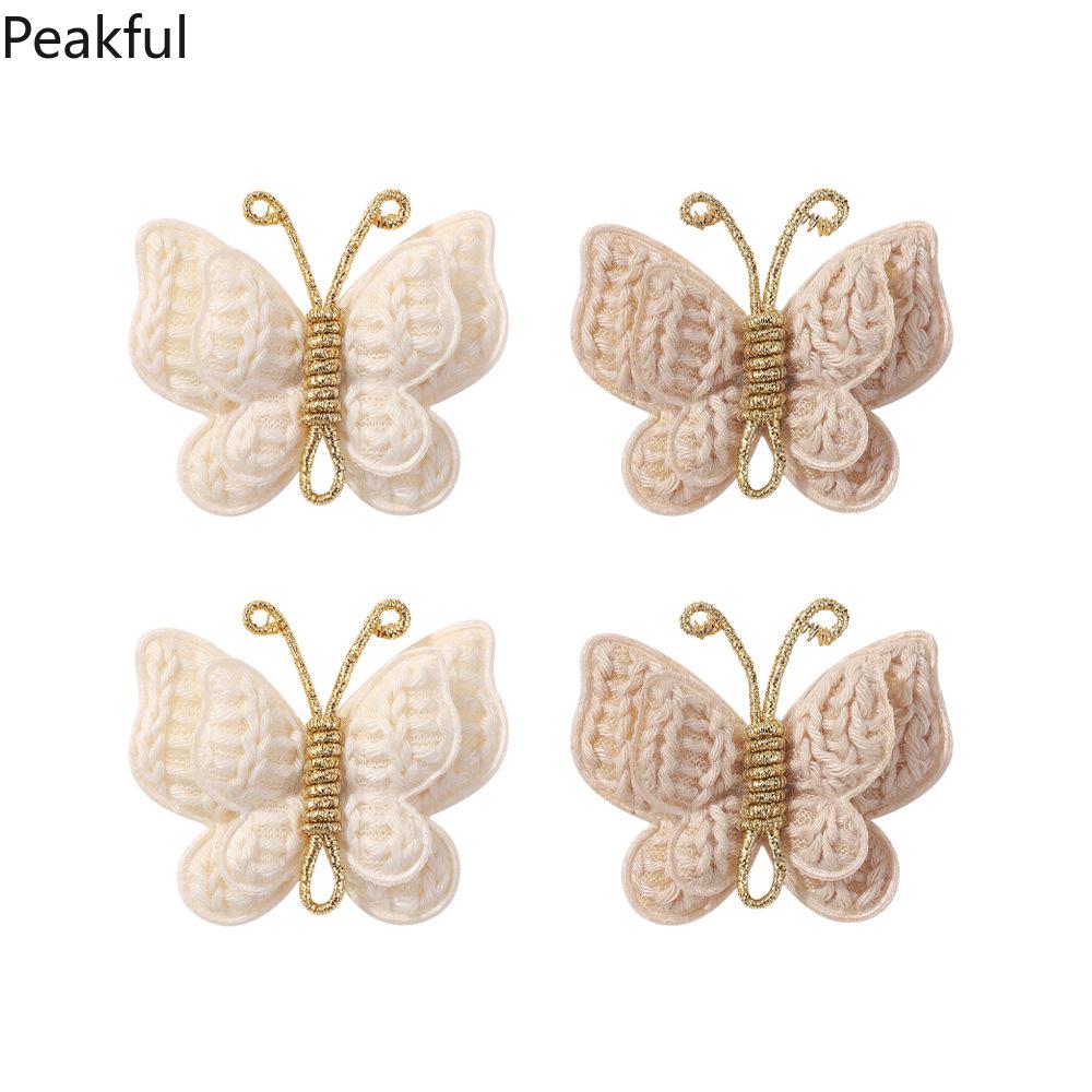 4pcs Butterfly Hair Clips Set – Cute Wool Knitting Accessories for Kids, Colorful Barrette for Bangs, Perfect Hair Grips for Girls, Adds Charm & Style to Everyday Hairdos