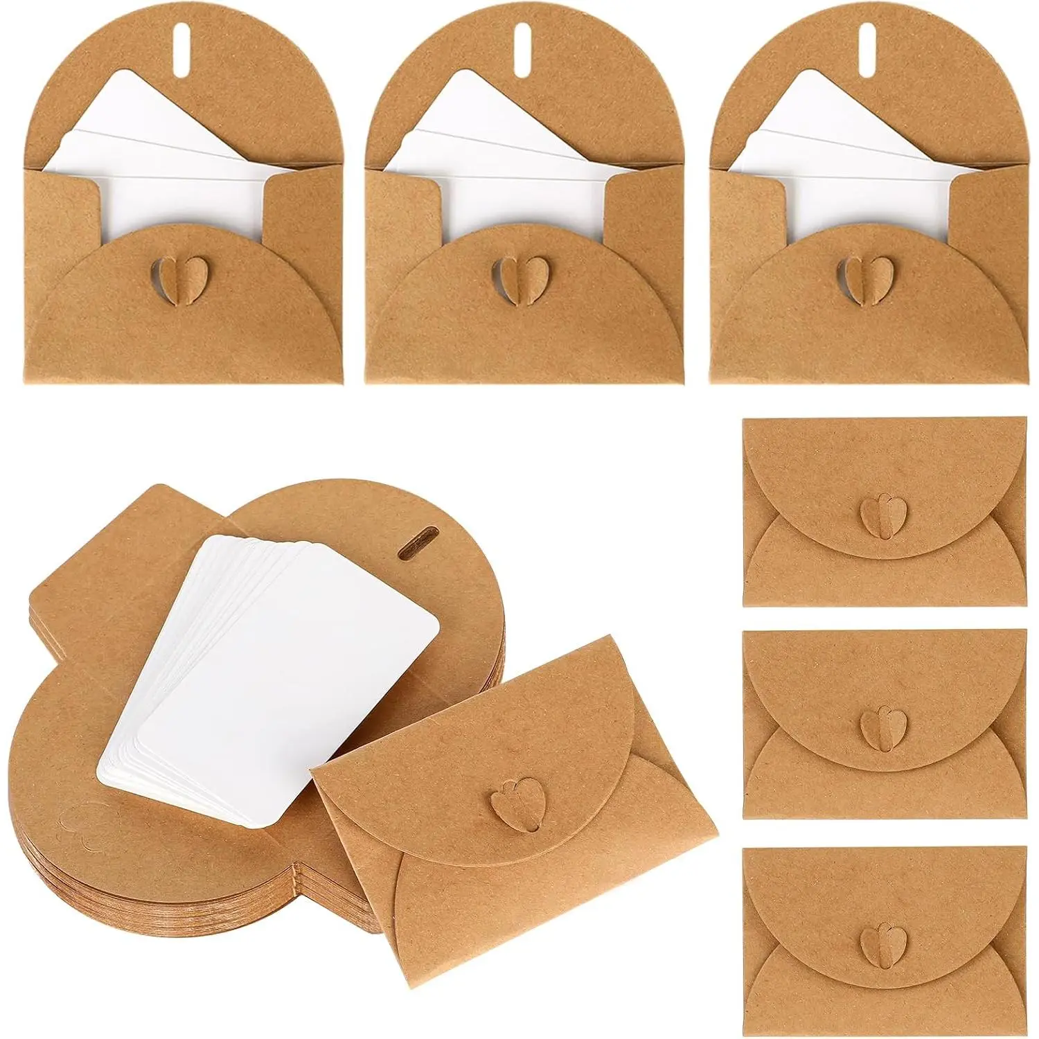 25 count Mini Envelopes with 25 Blank Cards 4.1 x 2.8 inch  Card Holders | Cute  Envelopes with Heart Clasp for , Wedding Party Favors, Greeting Cards Mailing, Business Cards